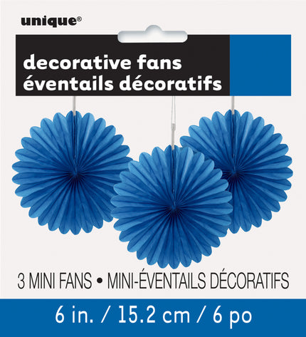 3 rosaces en papier bleu foncé - Gamme couleur unie