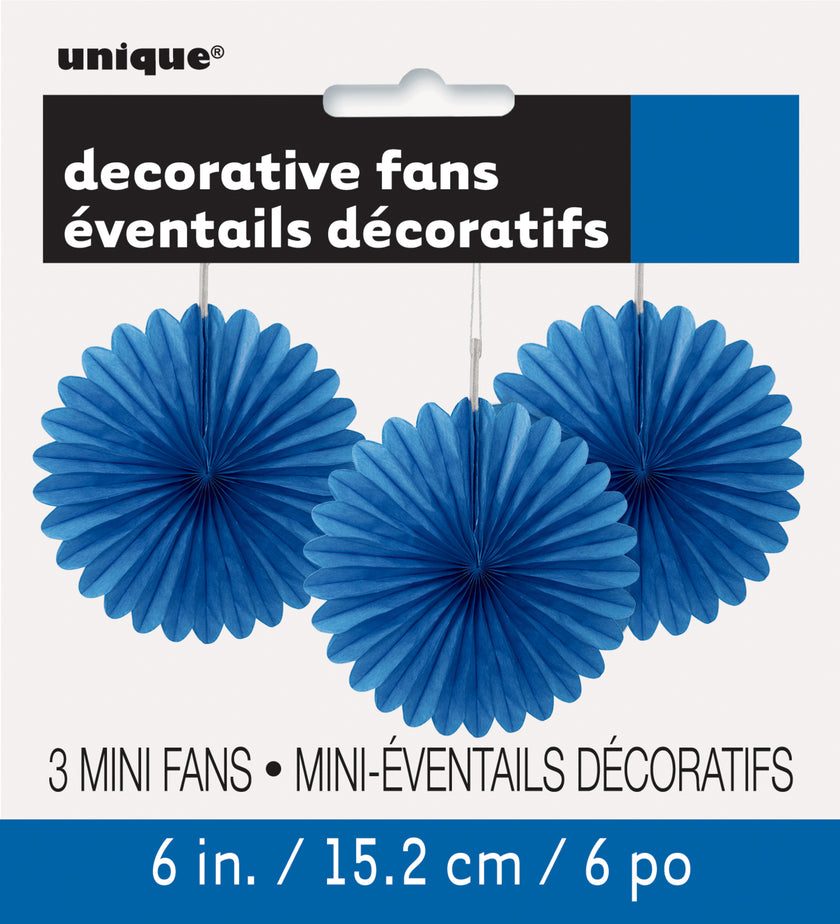 3 rosaces en papier bleu foncé - Gamme couleur unie