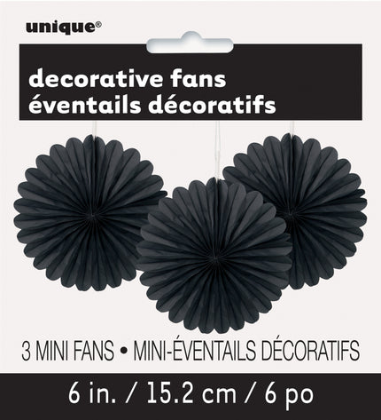 3 rosaces en papier noir - Gamme couleur unie