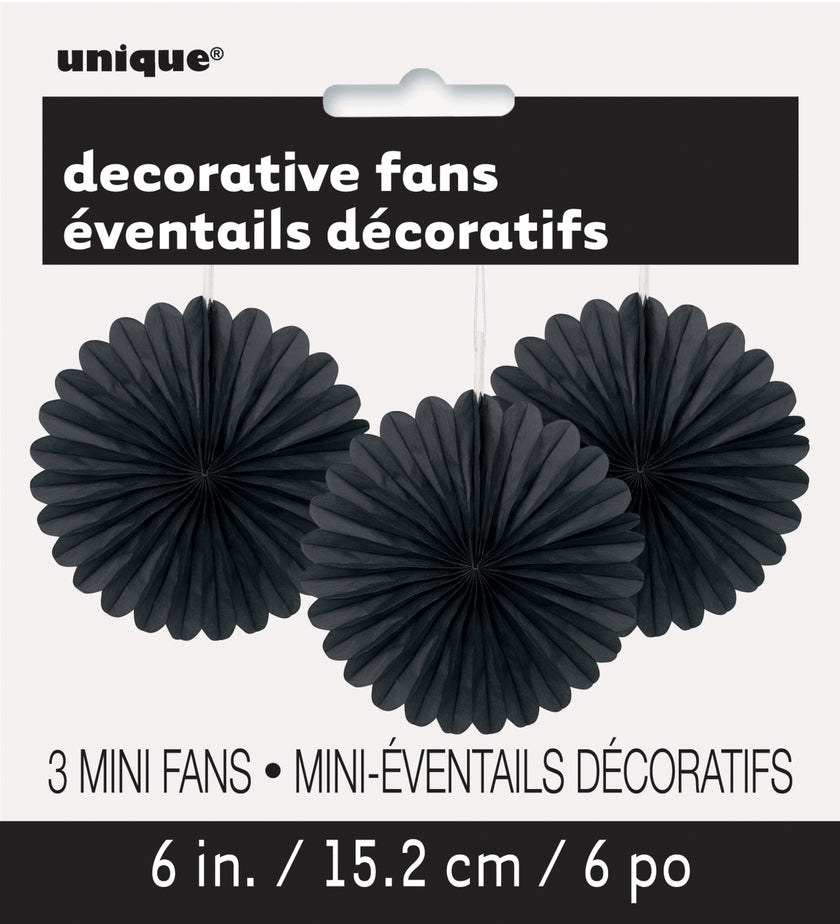 3 rosaces en papier noir - Gamme couleur unie