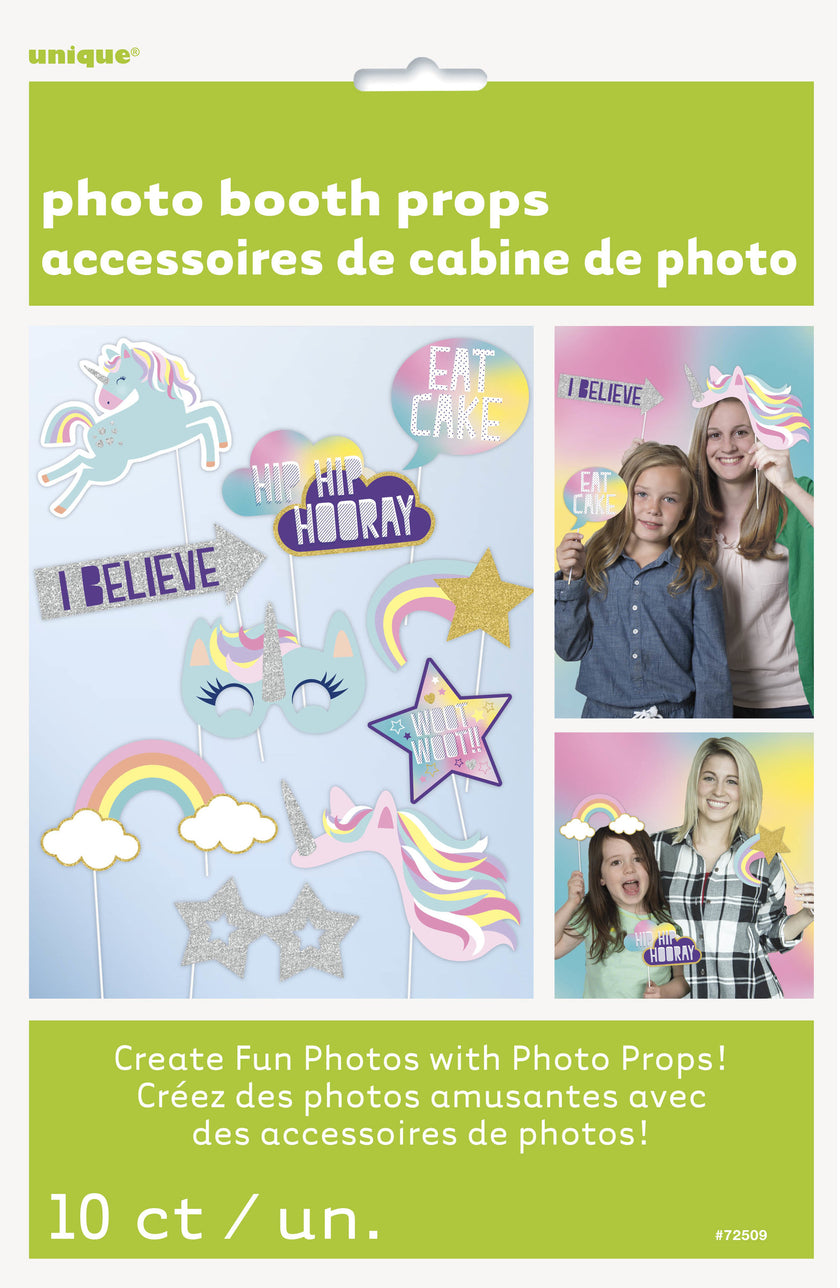 10 accessoires pour Photo booth de licorne joyeuse - Unicorn
