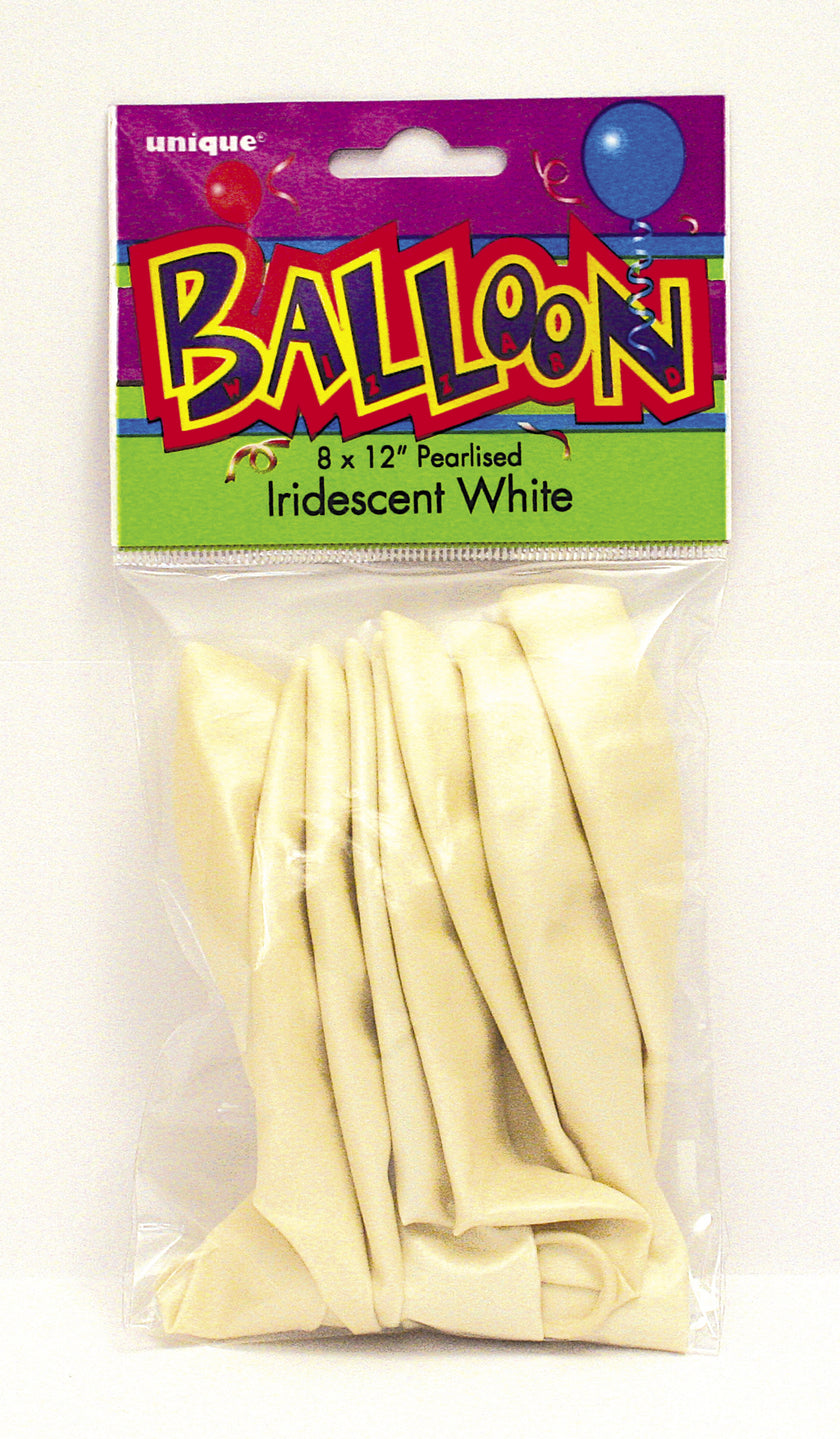 8 ballons blanc perlé - Gamme couleur unie