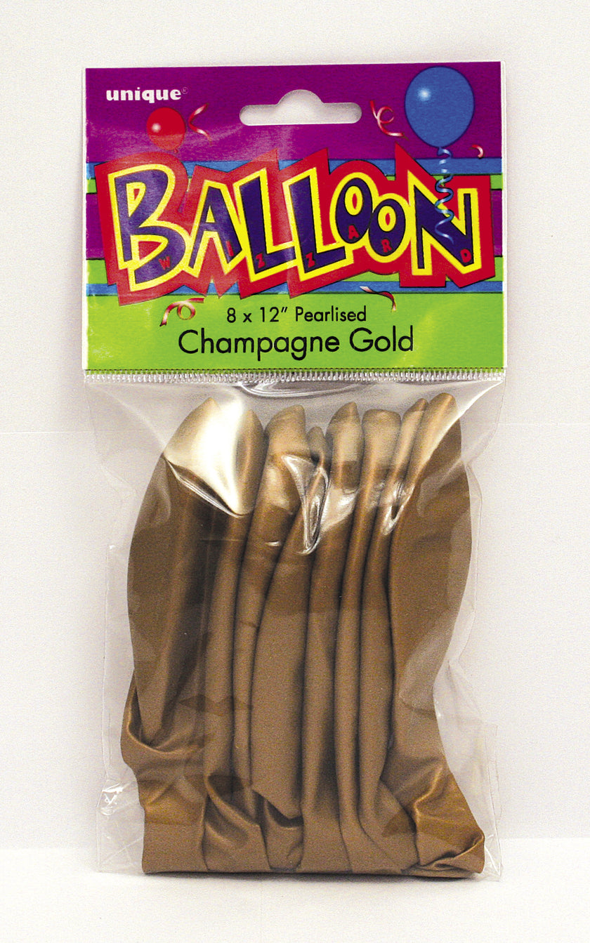 8 ballons dorés métallisés - Gamme couleur unie