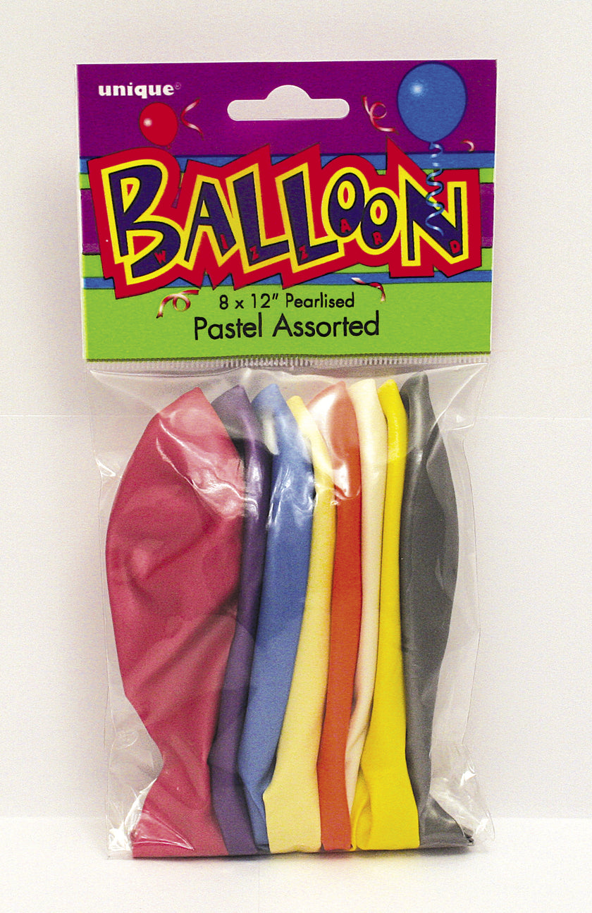 10 ballons couleurs pastel variés - Gamme couleur unie