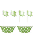 24 moules à cupcakes + 24 cake toppers couleur vert citron et pois