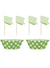 24 moules à cupcakes + 24 cake toppers couleur vert citron et pois