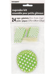 24 moules à cupcakes + 24 cake toppers couleur vert citron et pois
