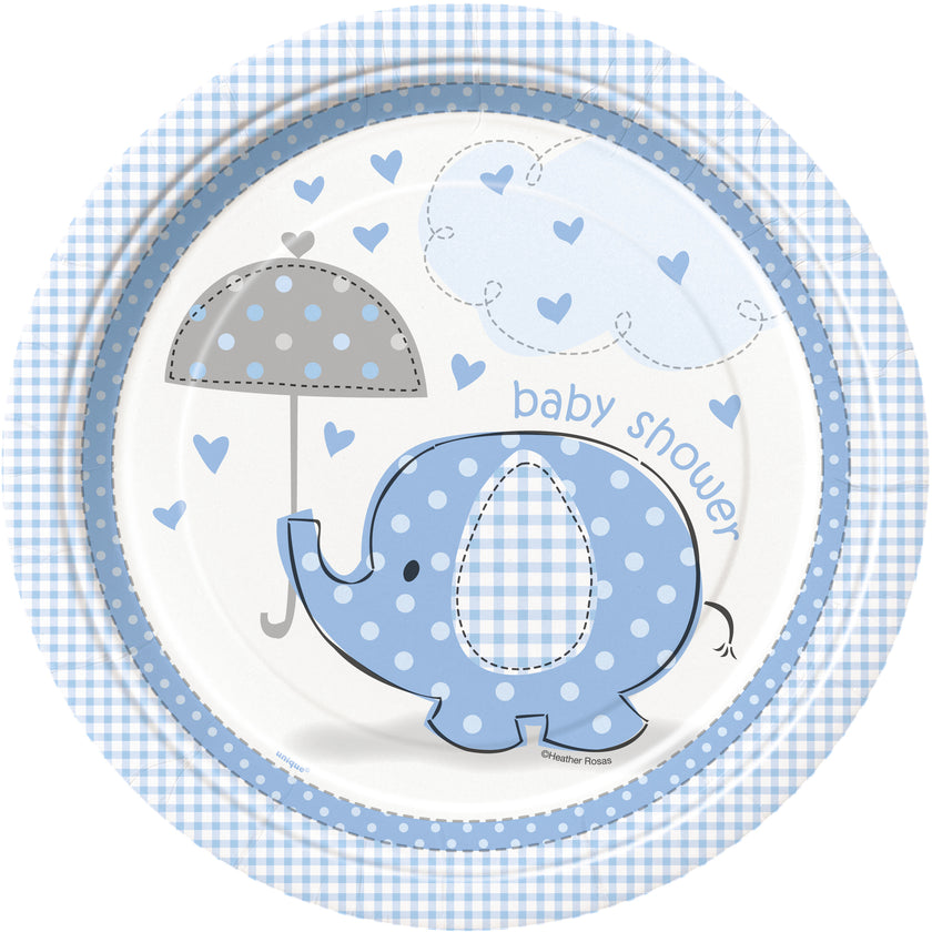 8 assiettes moyennes bleues - Umbrellaphants Blue