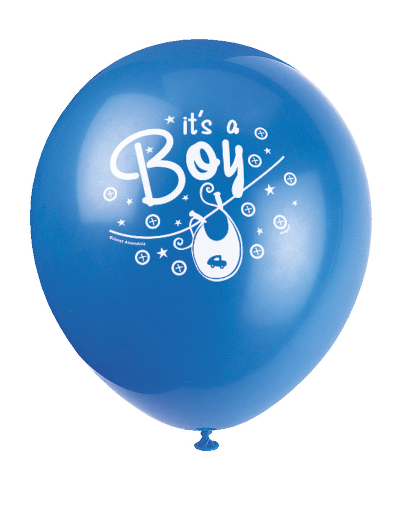 8 ballons bleus It's a boy - Clothesline Baby Shower