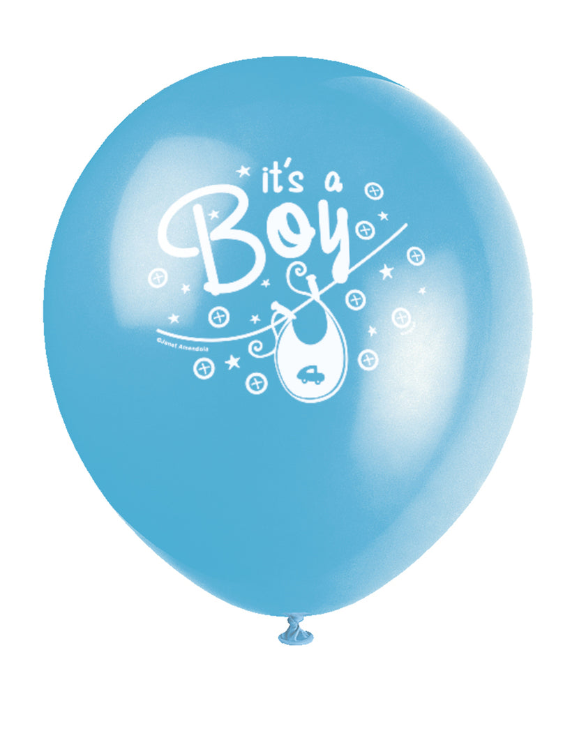 8 ballons bleus It's a boy - Clothesline Baby Shower