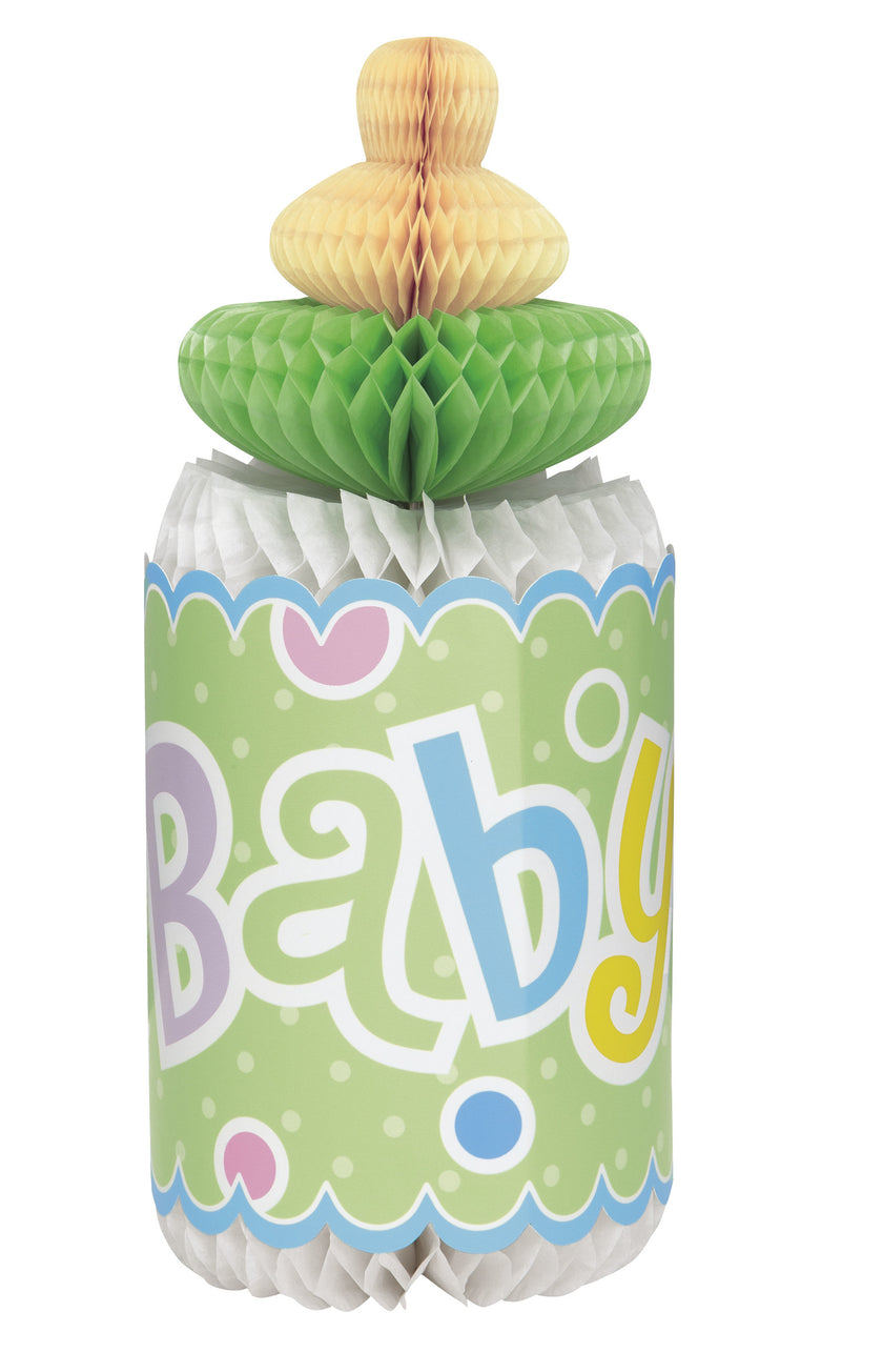 Centre de table biberon vert - Baby Shower