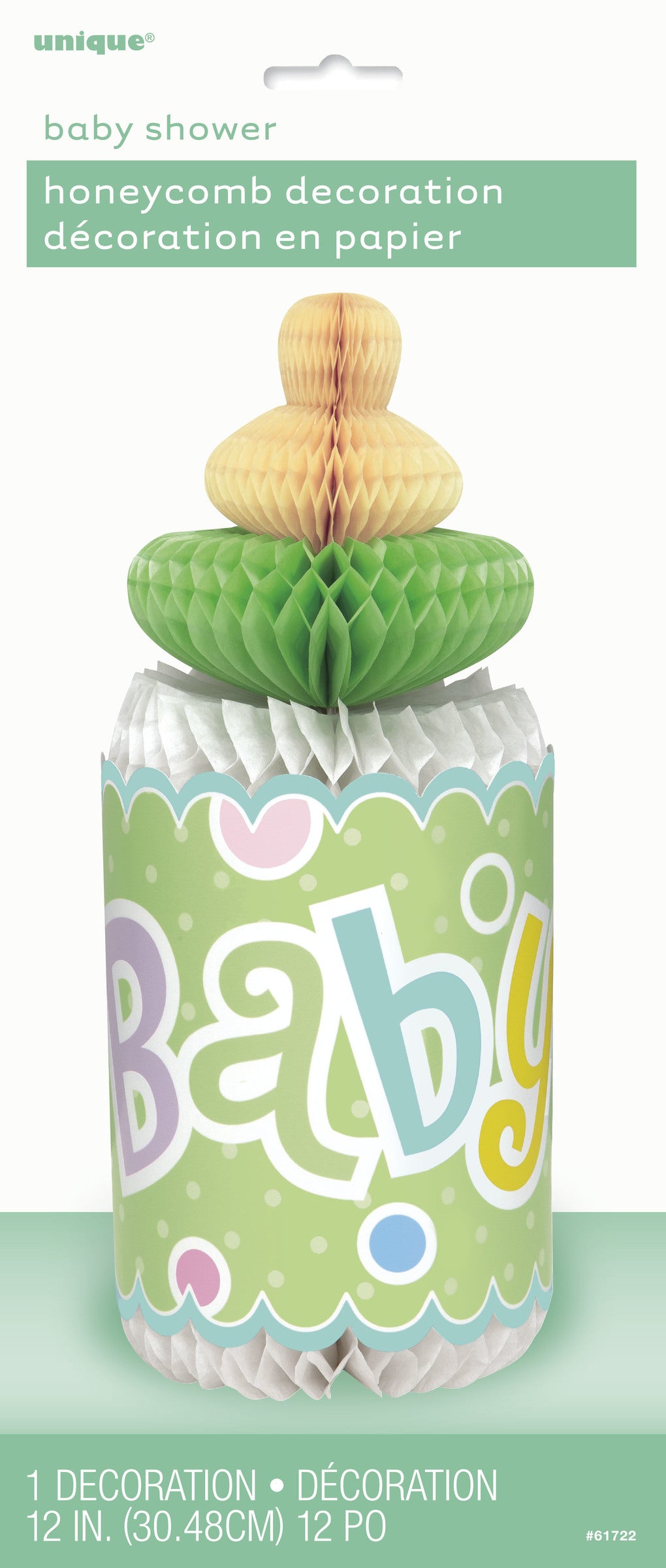 Centre de table biberon vert - Baby Shower