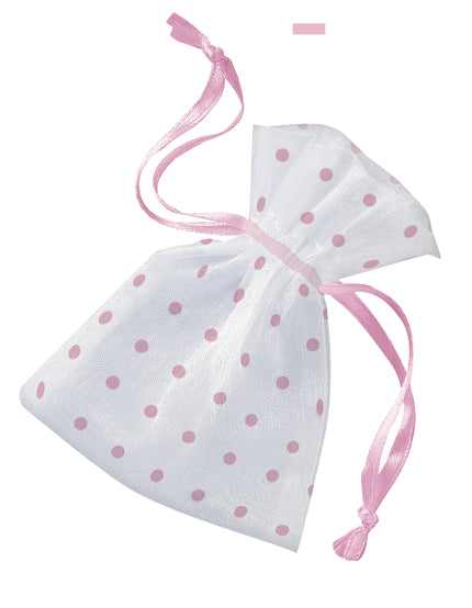 Sachet blanc à pois roses - Baby Shower