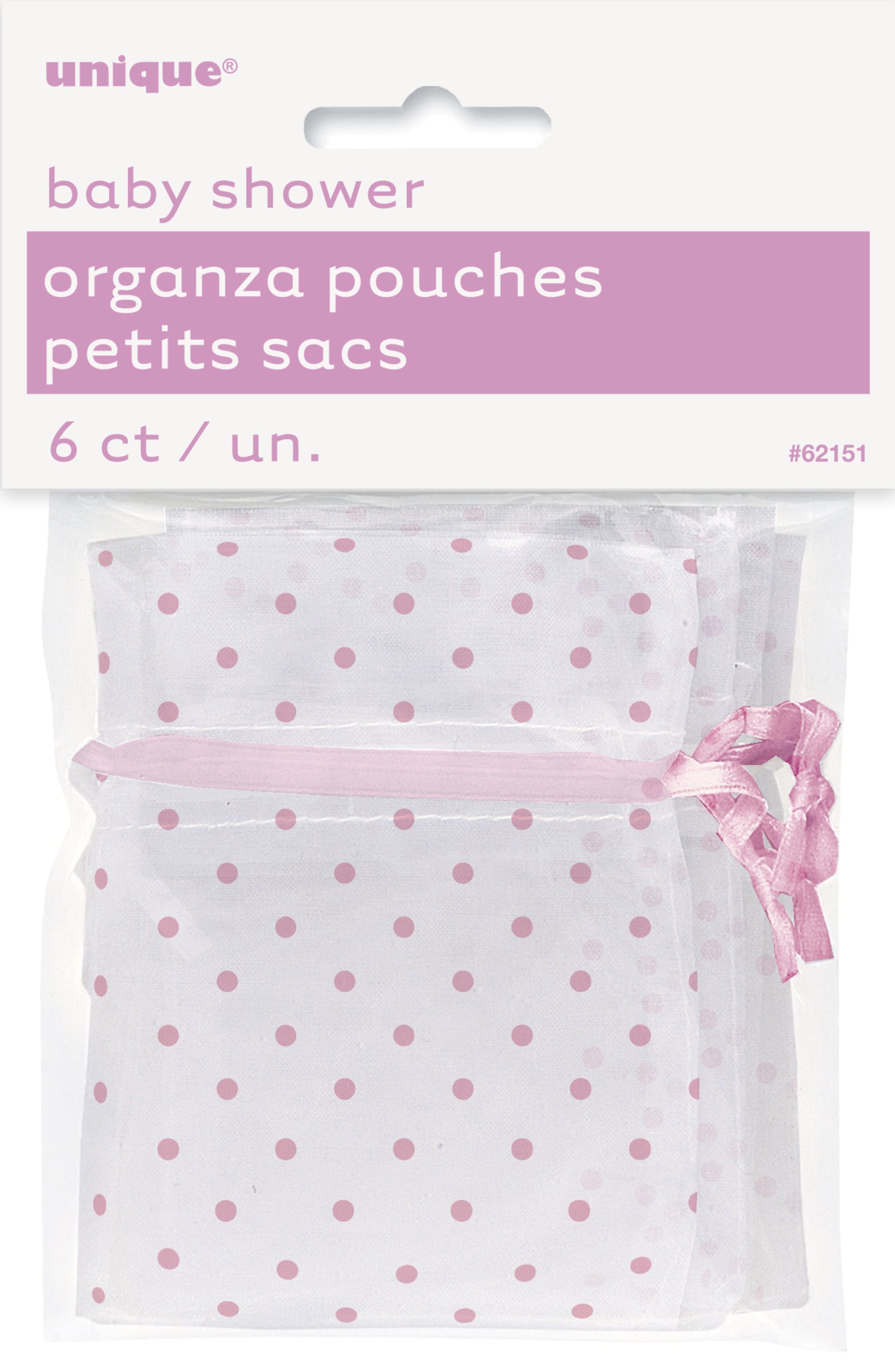 Sachet blanc à pois roses - Baby Shower
