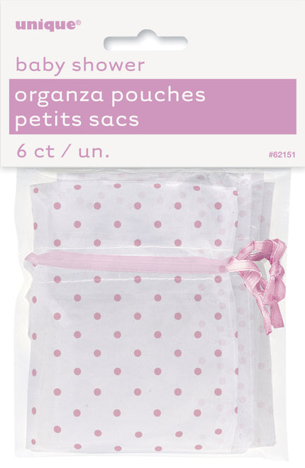 Sachet blanc à pois roses - Baby Shower