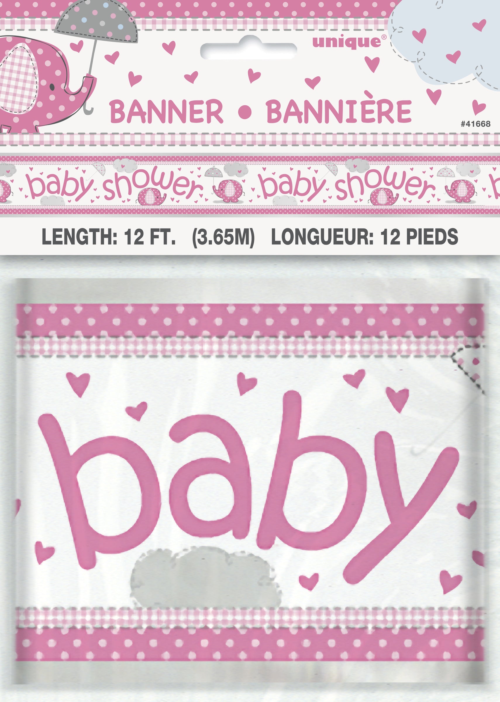Affiche Baby Shower rose - Umbrellaphants Pink