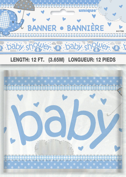 Affiche Baby Shower bleu - Umbrellaphants Blue