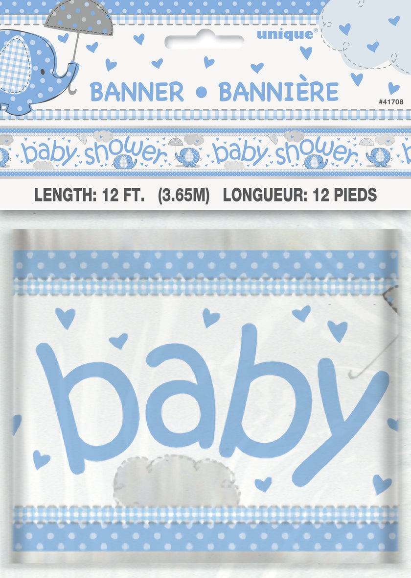 Affiche Baby Shower bleu - Umbrellaphants Blue