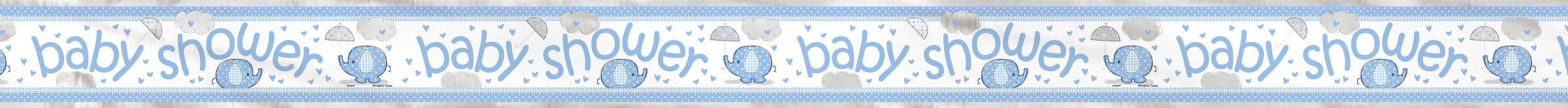 Affiche Baby Shower bleu - Umbrellaphants Blue