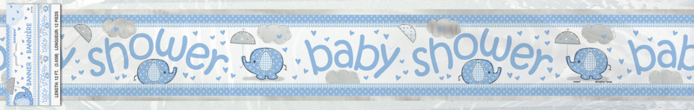 Affiche Baby Shower bleu - Umbrellaphants Blue