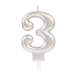 1 Bougie Chiffre 3 Argent 9.3cm - Amscan