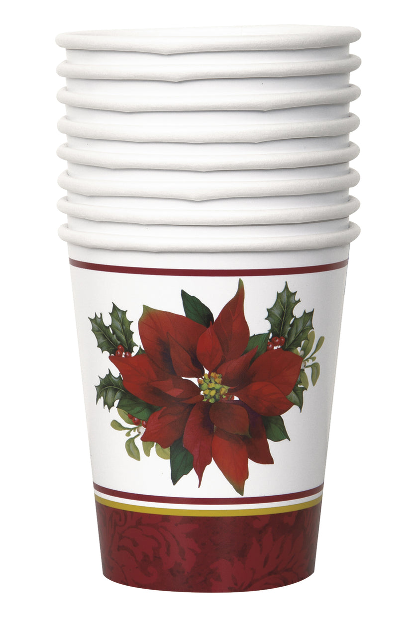 8 gobelets avec fleur étoile de noël élégant- Holly Poinsettia