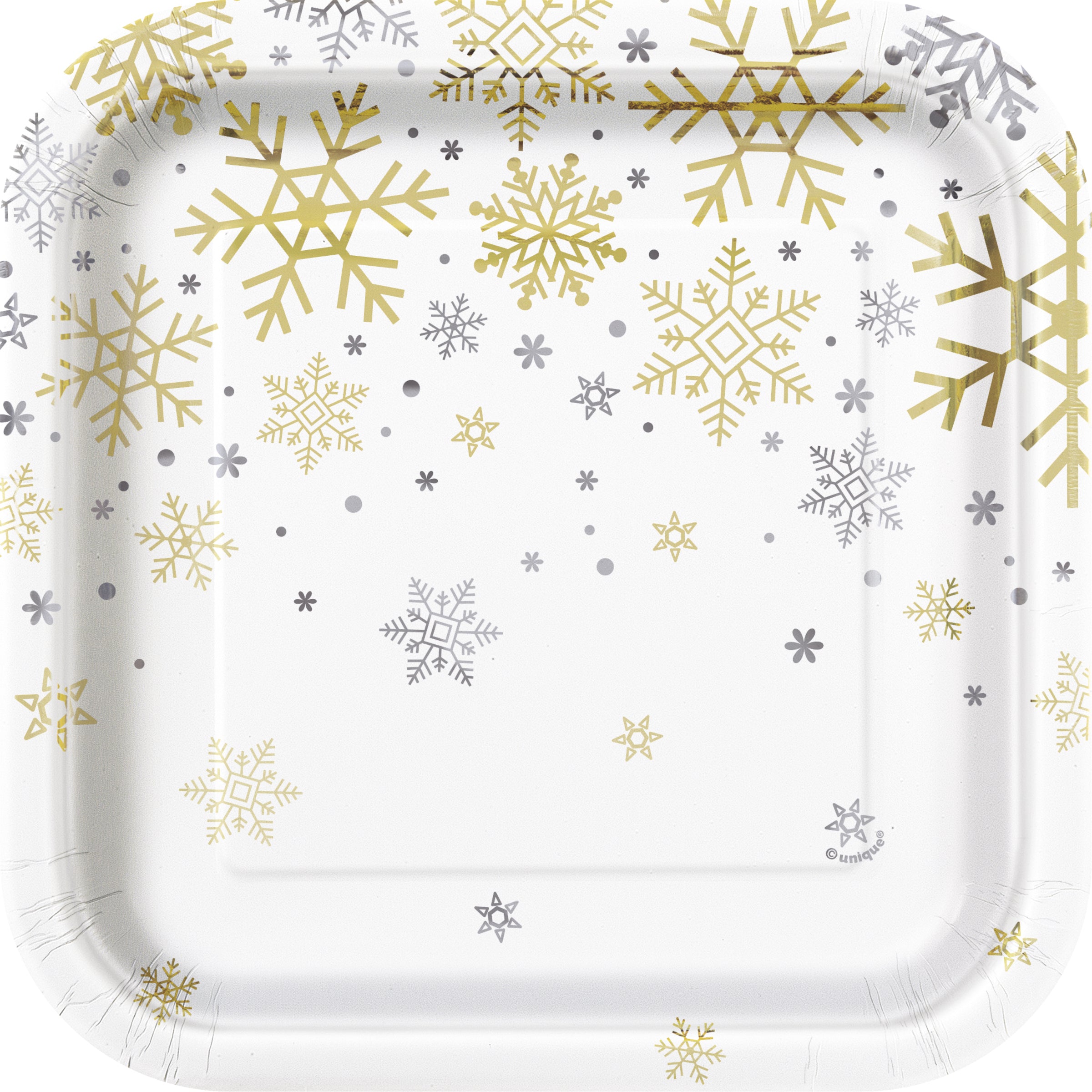 8 assiettes à dessert - Silver & Gold Holiday Snowflakes