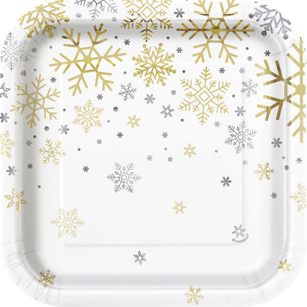 8 assiettes à dessert - Silver & Gold Holiday Snowflakes