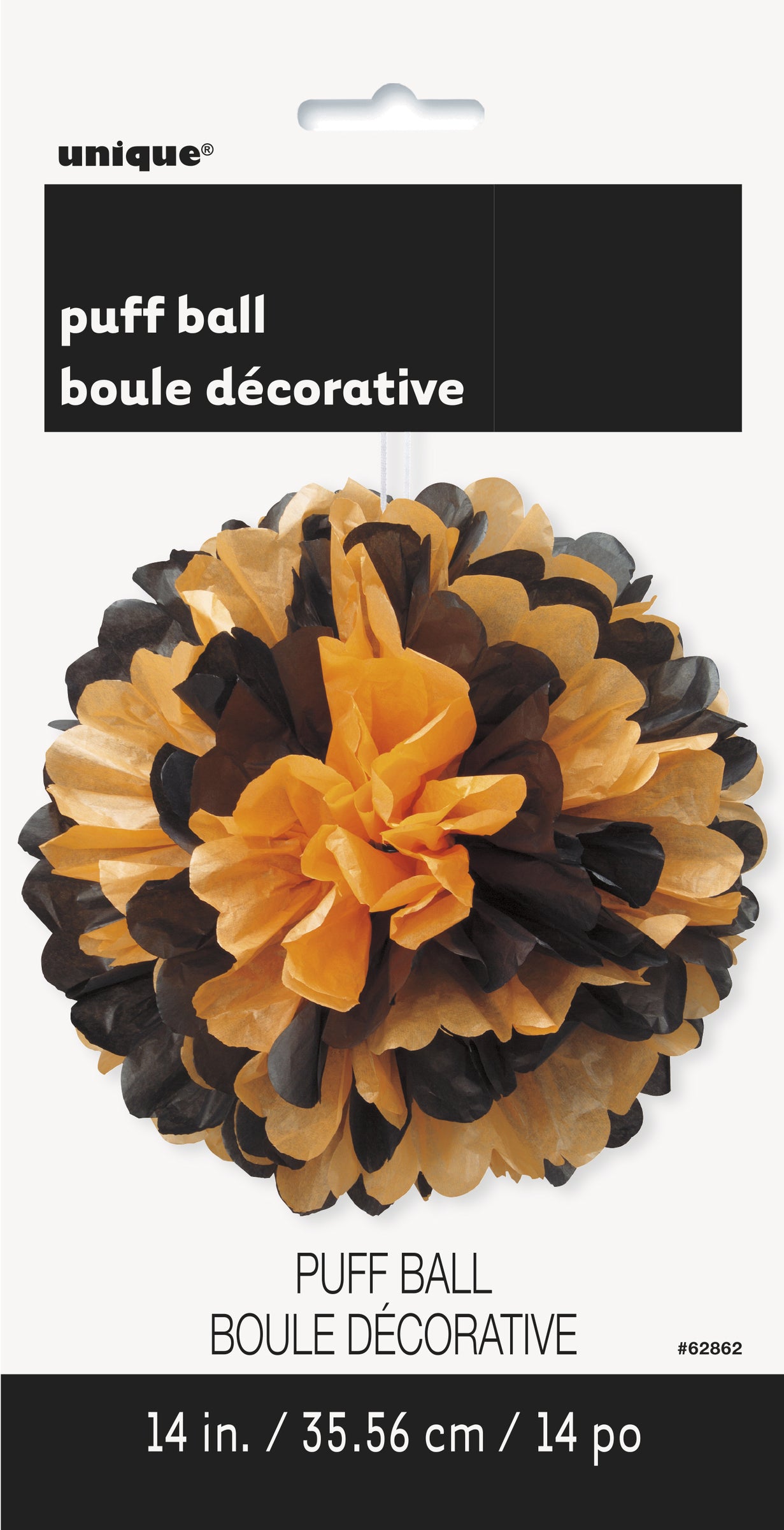 Pompon décoration noir et orange- Basic Halloween