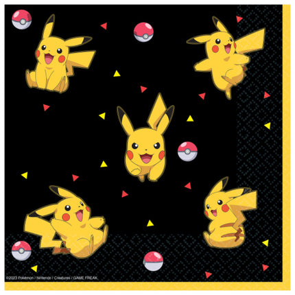 16 Serviettes Papiers Pokémon Noir - Amscan