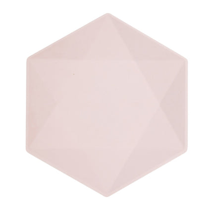 6 Assiettes Hexagonales Décor Rose 26cm - Amscan