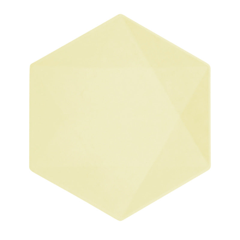 6 Assiettes Hexagonales Décor Jaune 26cm - Amscan