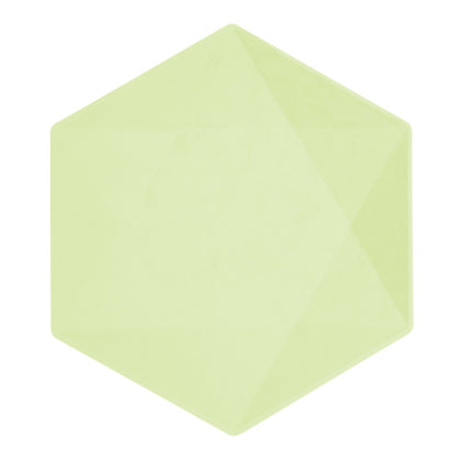 6 Assiettes Hexagonales Décor Vert 26cm - Amscan