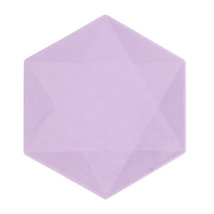 6 Assiettes Hexagonales Décor Violet 26cm - Amscan