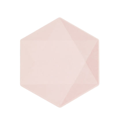 6 Assiettes Hexagonales Décor Rose 20cm - Amscan