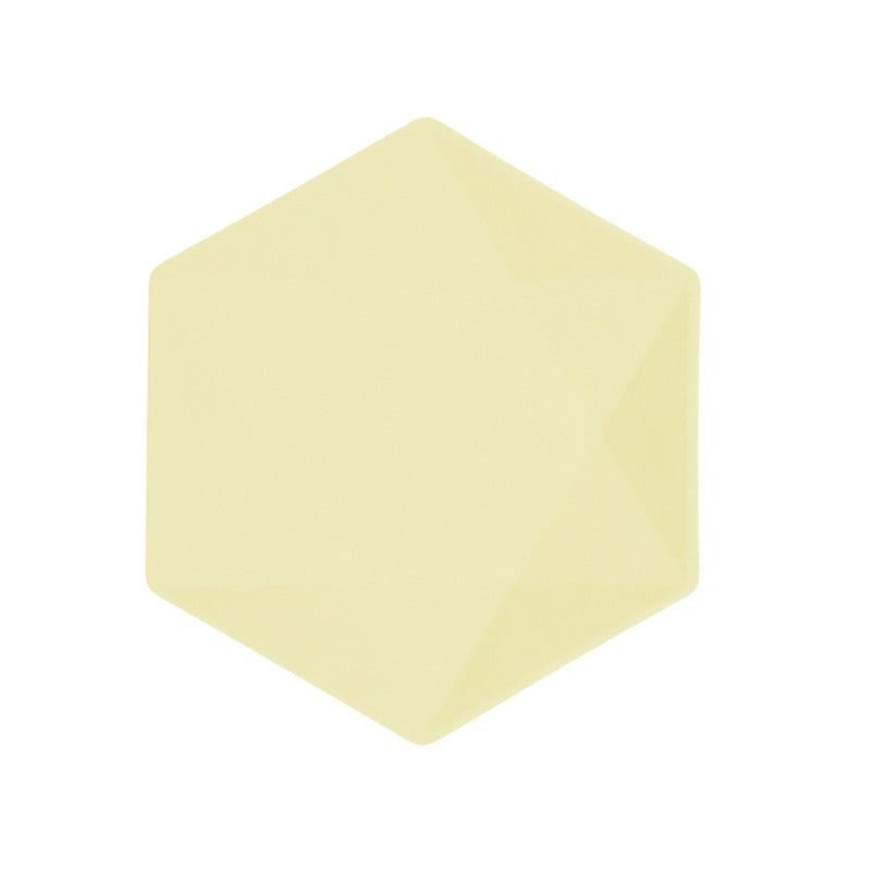 6 Assiettes Hexagonales Décor Jaune 20cm - Amscan