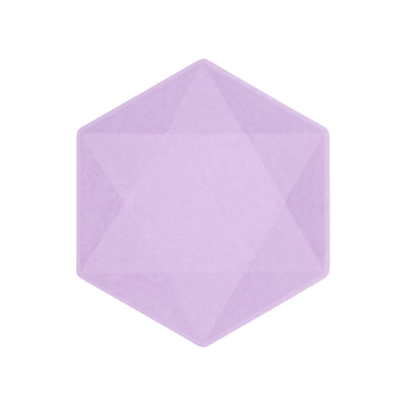 6 Assiettes Hexagonales Décor Violet 20cm - Amscan