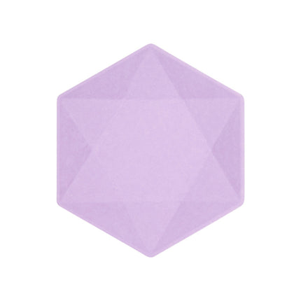 6 Assiettes Hexagonales Décor Violet 20cm - Amscan