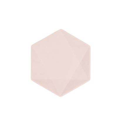 6 Assiettes Hexagonales Décor Rose 15cm - Amscan