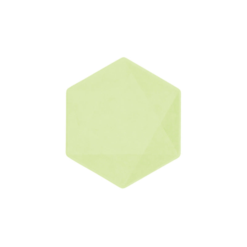 6 Assiettes Hexagonales Décor Vert 15cm - Amscan