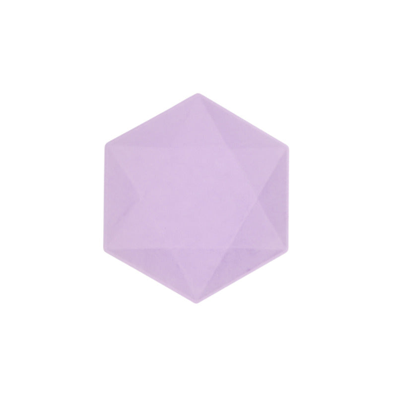 6 Assiettes Hexagonales Décor Violet 15cm - Amscan