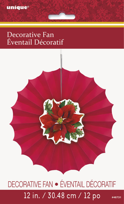 Rosace en papier Étoile de Noël élégante - Holly Poinsettia