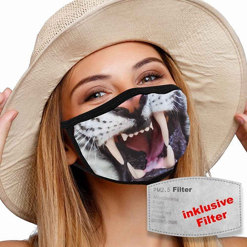 masque textile lavable avec filtre actif gueule de felin