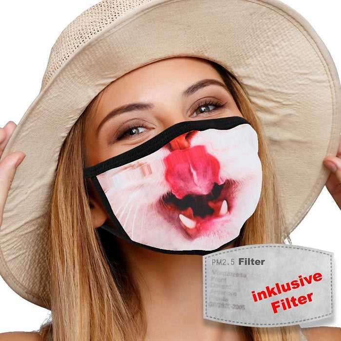 masque textile lavable avec filtre actif gueule de chat