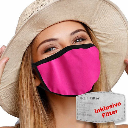masque textile lavable avec filtre actif fuchsia