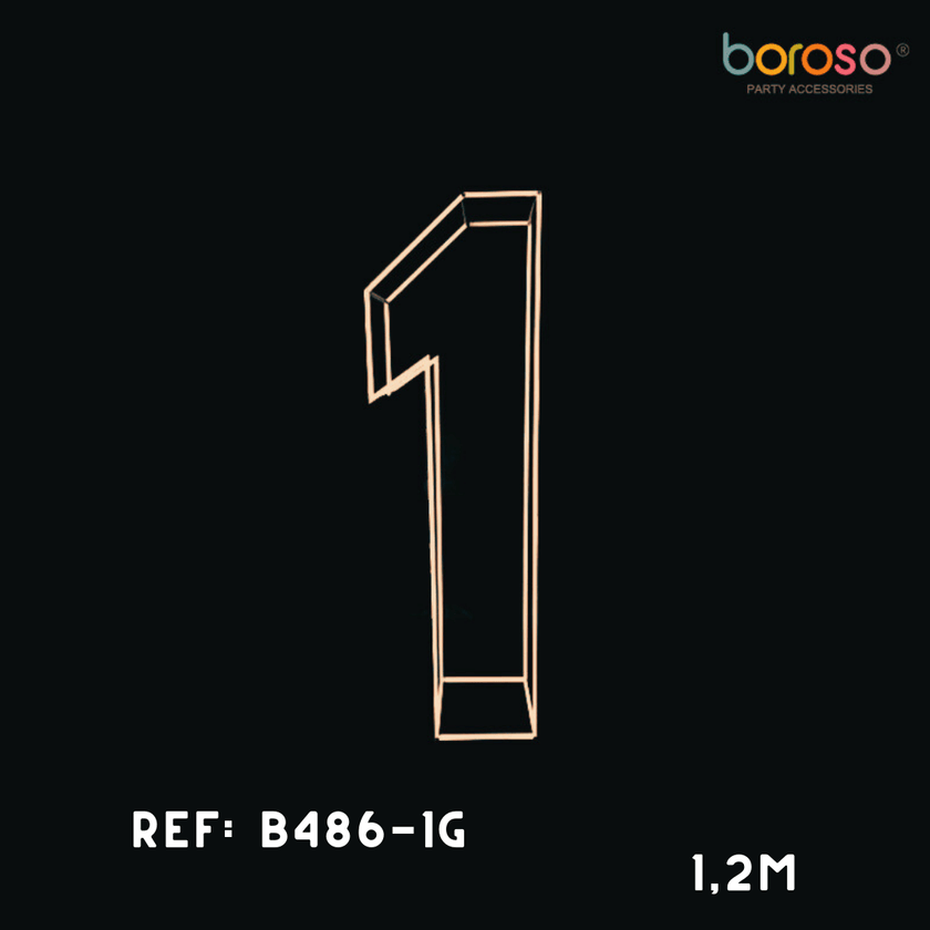 Cadre Chiffre Un (1) Métal Gold - Borosino