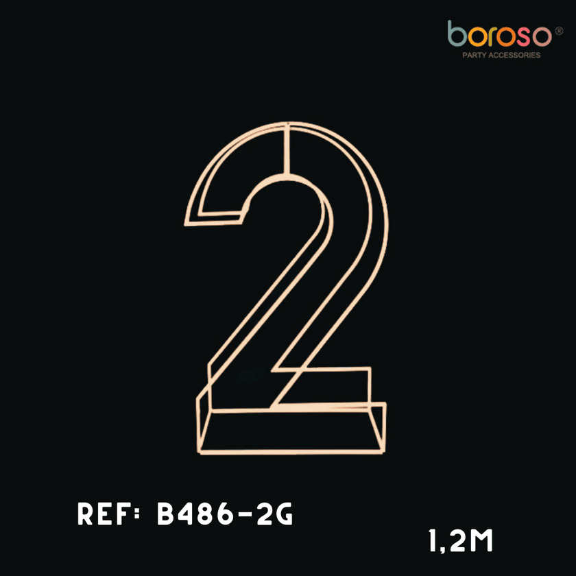 Cadre Chiffre Deux (2) Métal Gold - Borosino