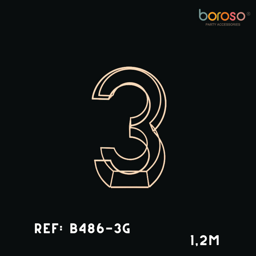 Cadre Chiffre Trois (3) Métal Gold - Borosino