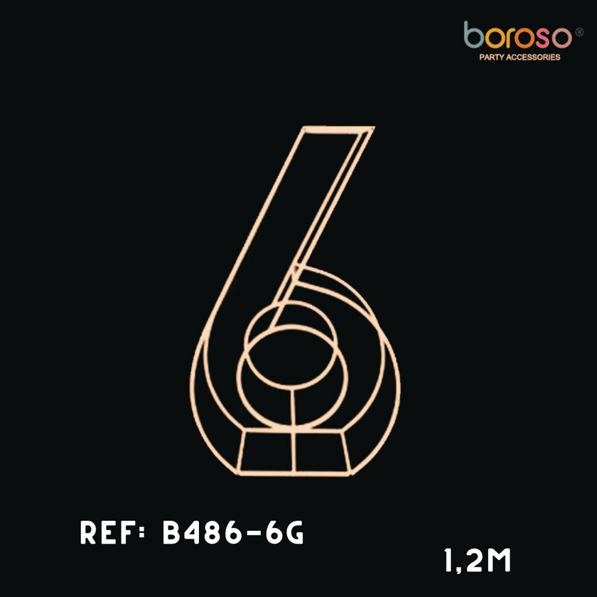 Cadre Chiffre Six (6) Métal Gold - Borosino