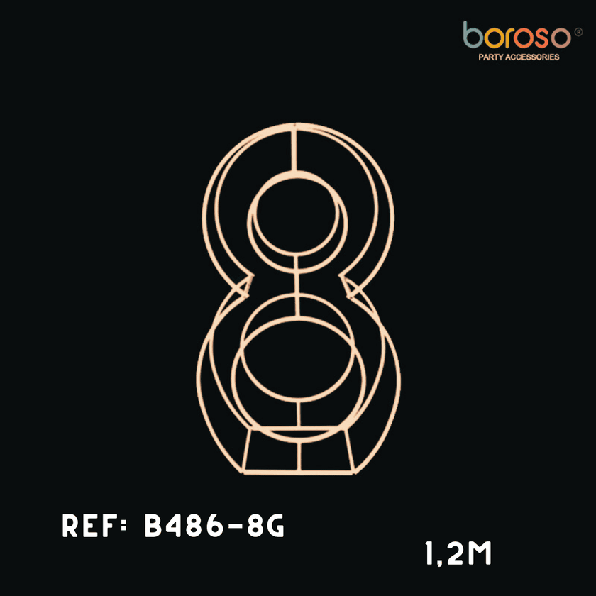 Cadre Chiffre Huit (8) Métal Gold - Borosino